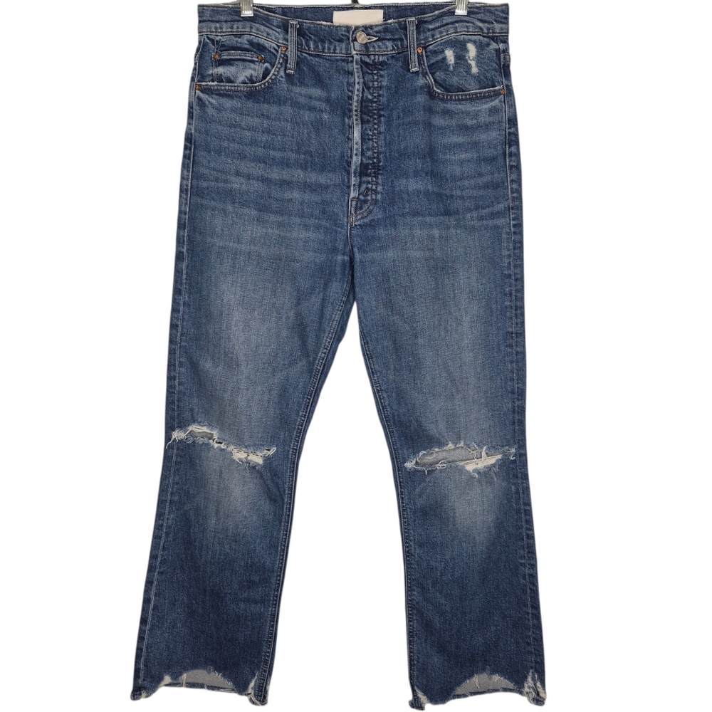 Mother Superior The Tripper Cryin Cowboys Jeans Size 32 High Rise Flare‎ Raw Hem